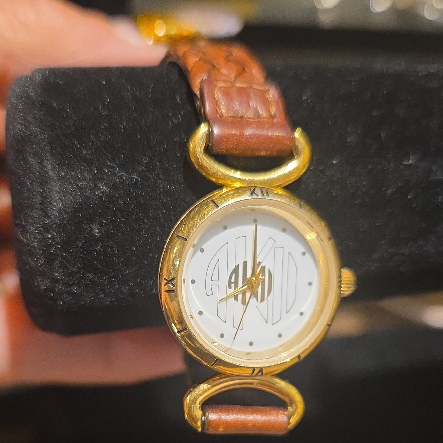 Gold And Brown Watch With Monogram Dial